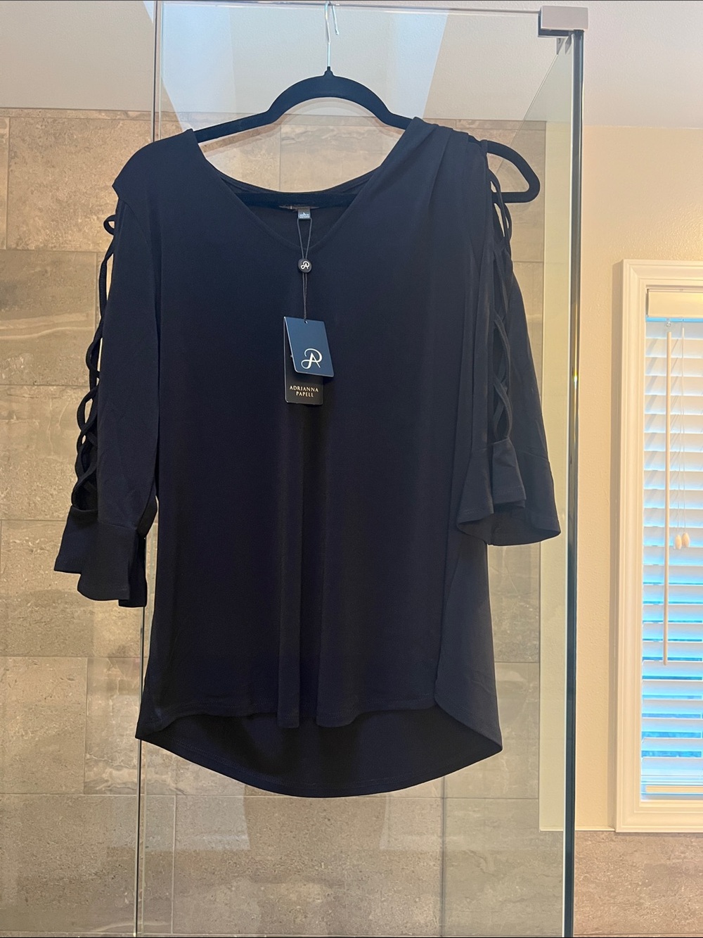 Adrianna Papell Cage Sleeve Bell Cuff Knit Top